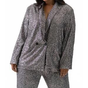 NEW NEVER FULLY DRESSED sequin sparkle blazer in gunmetal sequin